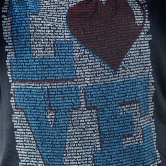 LOVE printed on gray burnout hoodie - Picture 2 of 4